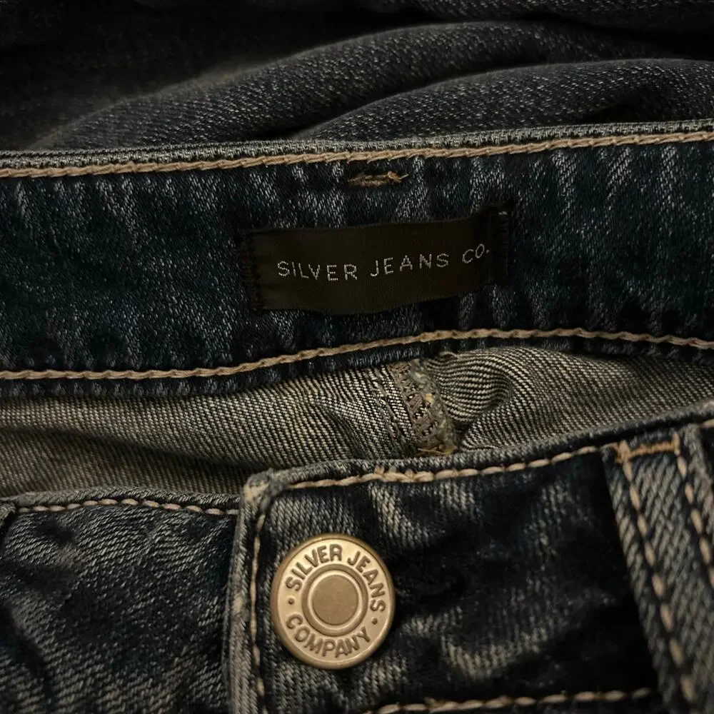 Silver Jeans Womens 28 (29x33) Suki Bootcut Embroidered Stretch Dark Wash Denim